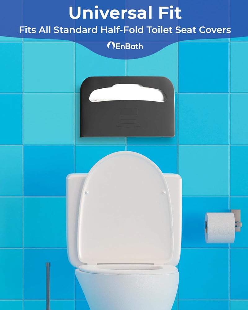 EnBath Commercial Toilet Seat Cover Dispenser Wall Mount (2-Pack), Black Half-Fold Toilet Seat Cover Holder for Bathroom/Restroom - Image 4